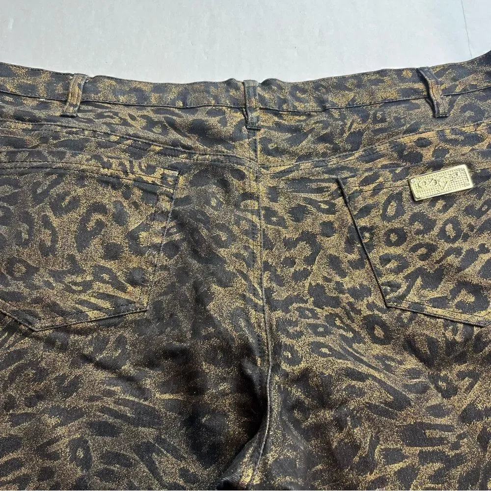 DG2 Women's Pants Black and Gold Shiny Size 24 WP Straight leg